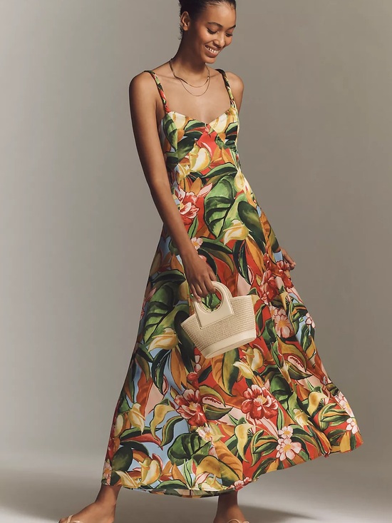 FARM Rio Dresses & Skirts - FARM Rio Tropical Floral Maxi Dress in Orange and Green